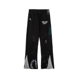 GD Flared Trousers Hand-Painted Paint-Splashing Style Graffiti Distressed Casual Trousers