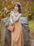 Betty Draper Valentine's Day Dress Spring and Autumn Elegant Lace Stitching Dress