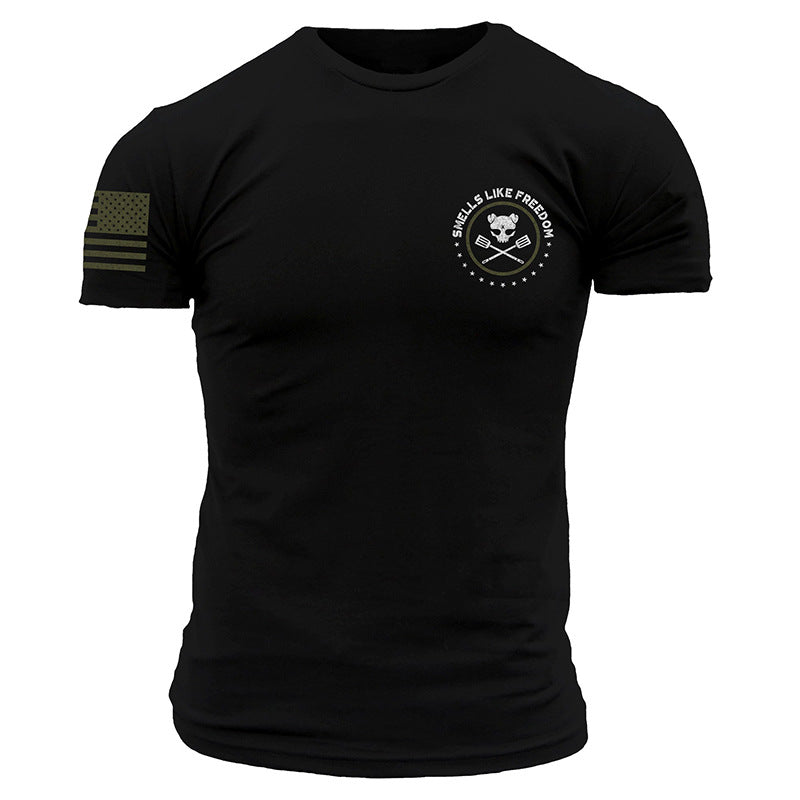 Man T Shirt Winter Youth Cotton Straight Black T-shirt