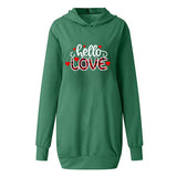 Valentine's Day Dress Autumn and Winter Hooded Printed Sweater Dress Women's Clothing