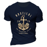Man T Shirt Cotton round Neck Heat Transfer Patch Short Sleeve Shirt