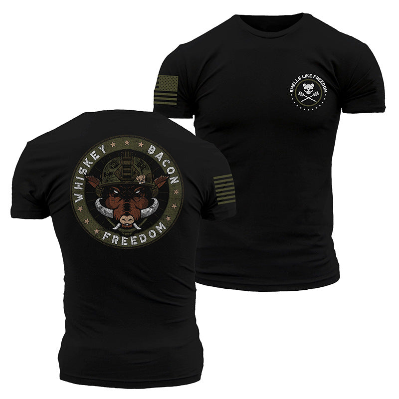 Man T Shirt Winter Youth Cotton Straight Black T-shirt