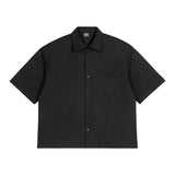 Men's boxy fit short sleeve workwear style shirt - summer casual heavyweight men's shirt