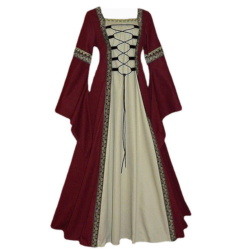 Betty Draper Valentine's Day Dress Long Sleeve Flared Sleeves Lace-up Long Dress