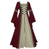 Betty Draper Valentine's Day Dress Long Sleeve Flared Sleeves Lace-up Long Dress