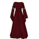 Betty Draper Valentine's Day Dress Long Sleeve Flared Sleeves Lace-up Long Dress