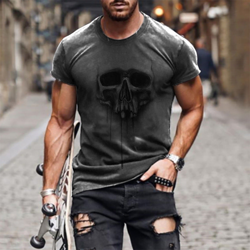 Man T Shirt Printed Straight Sports Green Cotton T-shirt