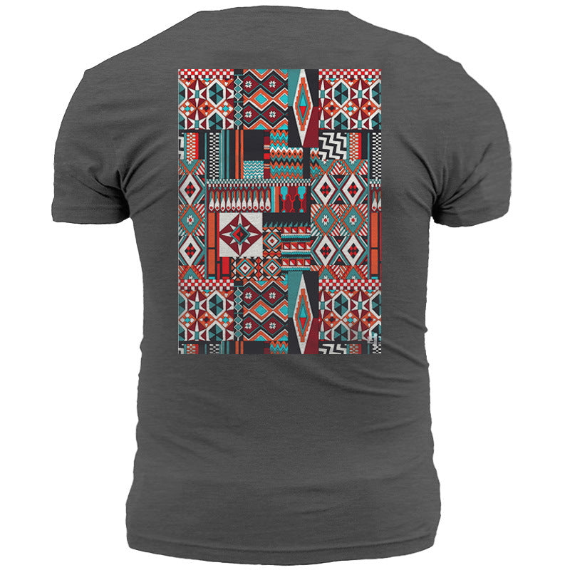 Man T Shirt Cotton round Neck Heat Transfer Patch Short Sleeve Shirt