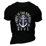 Man T Shirt Cotton round Neck Heat Transfer Patch Short Sleeve Shirt