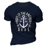 Man T Shirt Cotton round Neck Heat Transfer Patch Short Sleeve Shirt