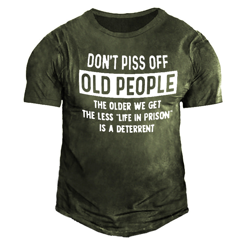 Man T Shirt Summer Green with Letters Cotton Base Shirt