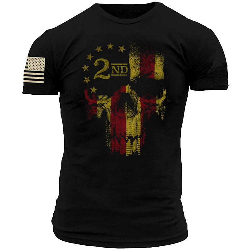 Man T Shirt Youth Cotton Slim Black T-shirt