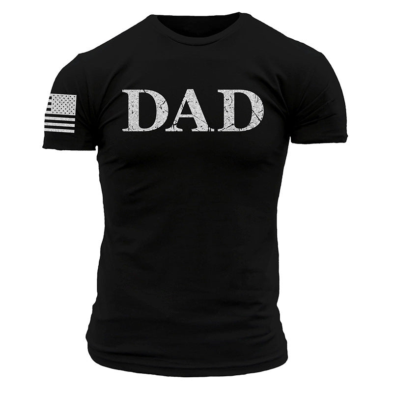Man T Shirt Cotton round Neck Heat Transfer Patch Short Sleeve Shirt