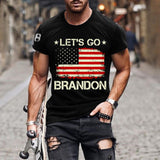 Man T Shirt Cotton Short Sleeve Flag Pattern Printed T-shirt