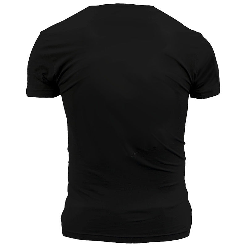 Man T Shirt Black Hooded Sports