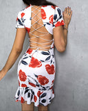 Valentine's Day Outfits Printed Backless V-neck Fashion Slim Dress