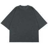 Men's fashionable brand small neck heavy cotton t-shirt men's american street loose plus size boxy short wide men's short sleeve