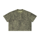 Street casuallooseshortleopard printprinting short-sleeved t-shirtmensummermen's round neck trendy brand t-shirt
