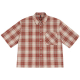 Etai men's clothing trendy color block short plaid short sleeve shirt - high quality spring/summer style - couple's boxy shirt