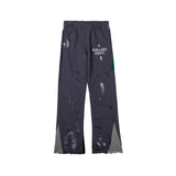GD Flared Trousers Hand-Painted Paint-Splashing Style Graffiti Distressed Casual Trousers