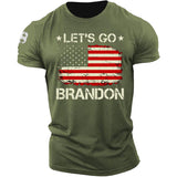 Man T Shirt Cotton Short Sleeve Flag Pattern Printed T-shirt