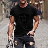 Man T Shirt Printed Straight Sports Green Cotton T-shirt