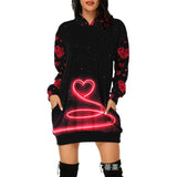 Valentine's Day Dress Hooded Long Sleeve Printed Skirt