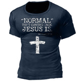 Man T Shirt Summer Short Sleeve Black Crew Neck Cotton Loose Printed Pullover T-shirt