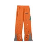 GD Flared Trousers Hand-Painted Paint-Splashing Style Graffiti Distressed Casual Trousers