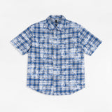 Etai men's fashion trendy distressed vintage style frayed hem plaid shirt - popular summer loose fit short sleeve shirt for men