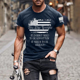 Man T Shirt Cotton Short Sleeve Heat Transfer Patch Printed American Flag Pattern round Neck T-shirt