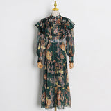 Betty Draper Valentine's Day Dress Spring Vintage Printed Collar Long Dress