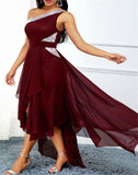 Valentine's Day Dress Autumn and Winter Fashion Sloping Shoulder Dress