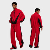 Etai men's clothing | trendy color block oversized tracksuit set - men's casual high neck jacket & wide leg pants - spring/autumn outfit