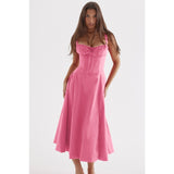 Women's dress: amazon bestseller - summer chic, elegant, high-end, spaghetti strap, soft & feminine style - french-inspired dress for women