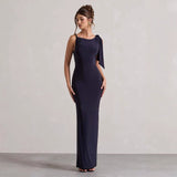 Women's dress: amazon bestseller - new summer collection, stylish and elegant one-shoulder flowy solid color dress, wholesale for export