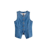 Women's sleeveless denim vest - summer european & american style, slim fit, cross-border e-commerce, round neck tank top