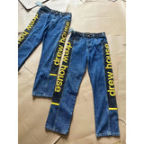 Drew house pants early autumn d@ew patchworkembroiderletter denim straight-leg pants
