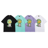 Drew house t-shirt - spring/summer d@ew cartoon dinosaur print crew neck pullover short sleeve