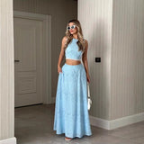 Women's sleeveless maxi dress set - spring/summer collection - european & american style - pocket detail - ins casual vacation loose fit two-piece outfit