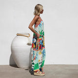 Women's dress - amazon us & europe style - evening gown/party dress - maxi skirt, bandeau, sexy & fashionable, slit, printed dress for women