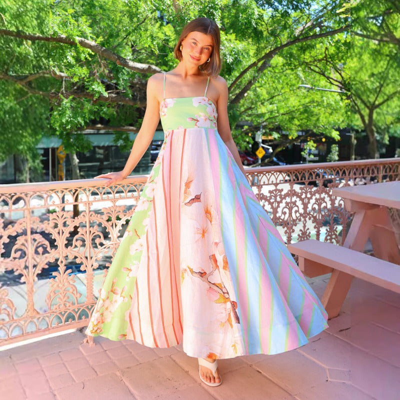 Women's dress - in stock - european & american style - cross-border e-commerce - aliexpress & independent website - sexy spaghetti strap - graffiti print - maxi dress - women's