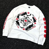 Saint m hoodie fall and winter s.m red chili band pattern round neck pulloverlong sleeves