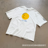 saint m t shirts  s.m daisy smiley face graphic crew neck short sleeve tee