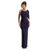 Women's dress: amazon bestseller - new summer collection, stylish and elegant one-shoulder flowy solid color dress, wholesale for export