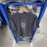 saint m t shirts  s.m horror print graphic crew neck pullover short sleeve top - wholesale