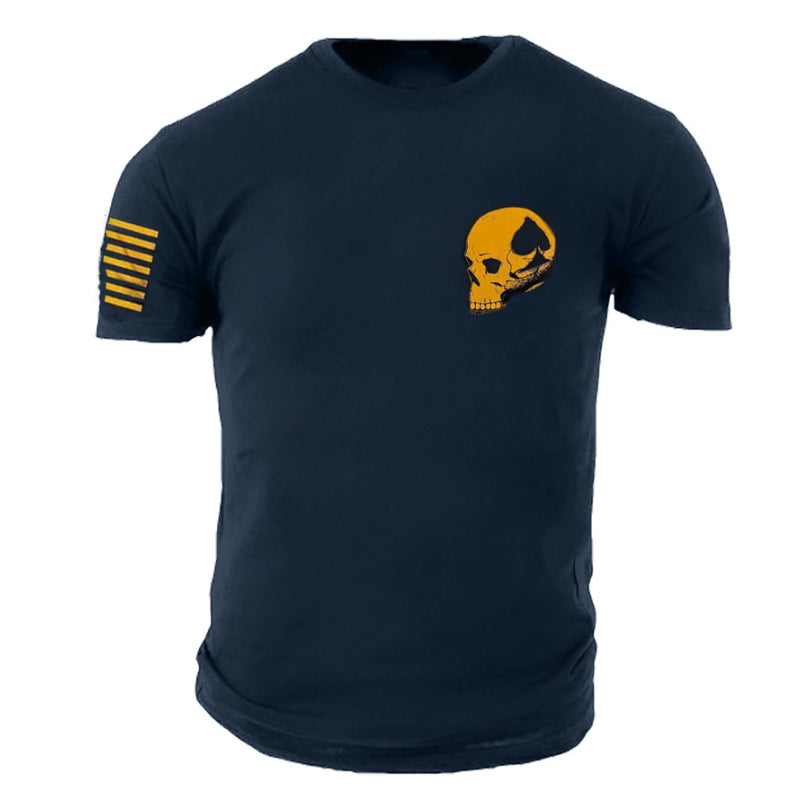 Man T Shirt Loose Sports Navy Blue Youth Cotton