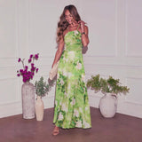 Women's dress - cross-border fashion: european & american style, elegant spaghetti strap printed maxi dress - spring/summer collection - perfect for amazon & independent e-commerce stores