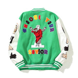 Saint m t jackets - spring/autumn s.m character & letter graphic baseball jacket