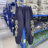 Saint m t pants - spring/autumn s.m letter print washed vintage elastic waist trousers